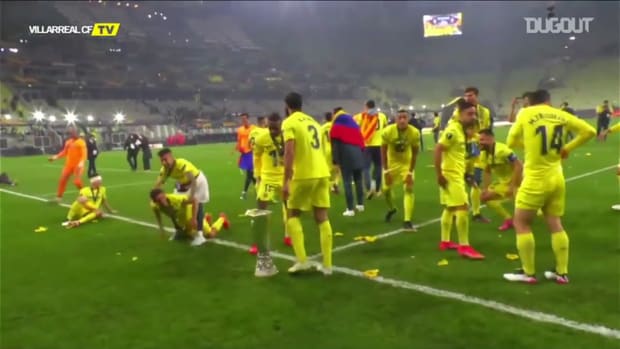 Villarreal celebrate Europa League triumph with pitch-slide and net cutting